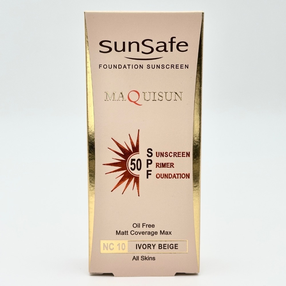 ضد آفتاب سان سیف کرم پودری و پرایمری (بژ عاجی )مکیسان با SPF50 رنگی