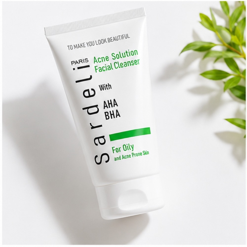 ژل شستشوی صورت ساردلی AHA BHA مدل Acne Solution مناسب پوست چرب و مستعد جوش