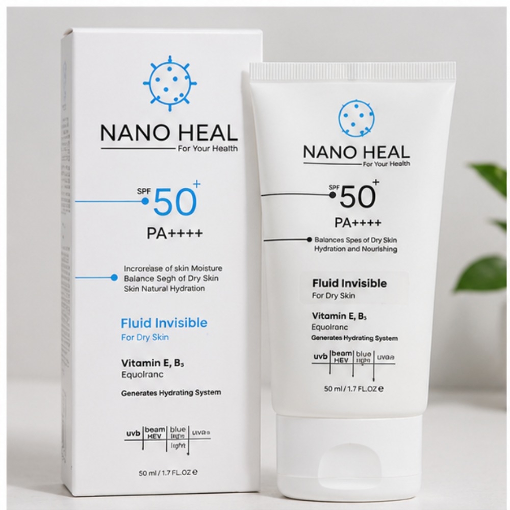 ضد آفتاب فلوئید نانو هیل SPF50+ مدل Fluid Invisible Sunscreen مناسب پوست خشک