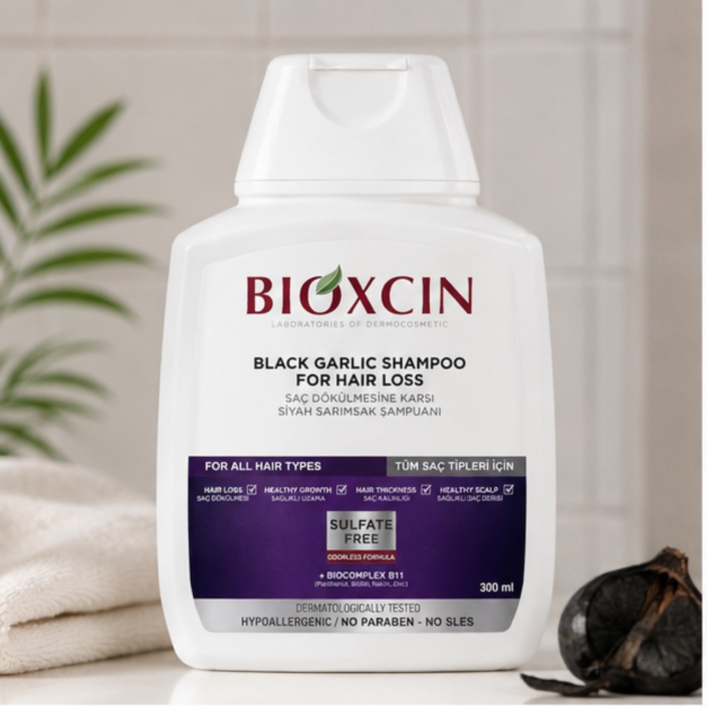 شامپو ضد ریزش بیوکسین مدل Black Garlic (سیر سیاه)