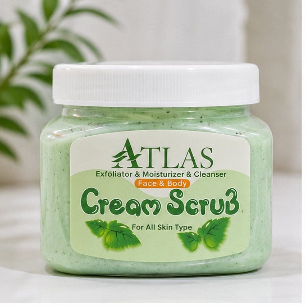 اسکراب کرمی اطلس مدل Green Mint مناسب انواع پوست صورت و بدن