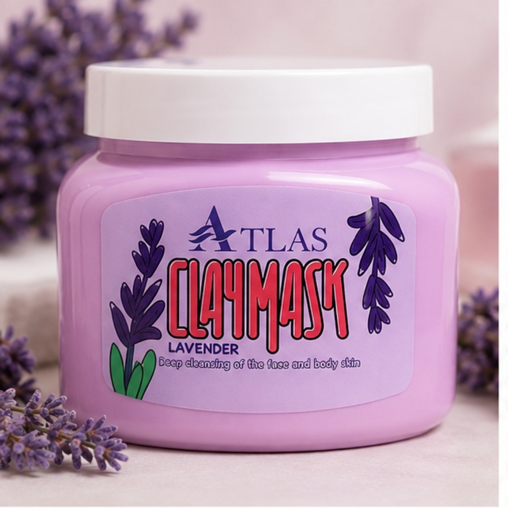 ماسک خاک رس اطلس مدل Lavender مناسب پاکسازی عمیق پوست صورت و بدن