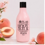 شیر بدن اطلس ATLAS Body Milk مدل Peach حاوی عصاره هلو و شی‌باتر، مناسب انواع پوست