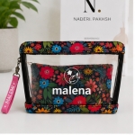 کیف لوازم آرایشی مالنا (Malena) مدل Floral شفاف زیپ‌دار