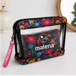 کیف لوازم آرایشی مالنا (Malena) مدل Floral شفاف زیپ‌دار