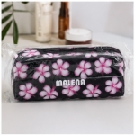 کیف آرایشی و بهداشتی مالنا Malena مدل Floral مشکی با طرح گل و زیپ‌دار